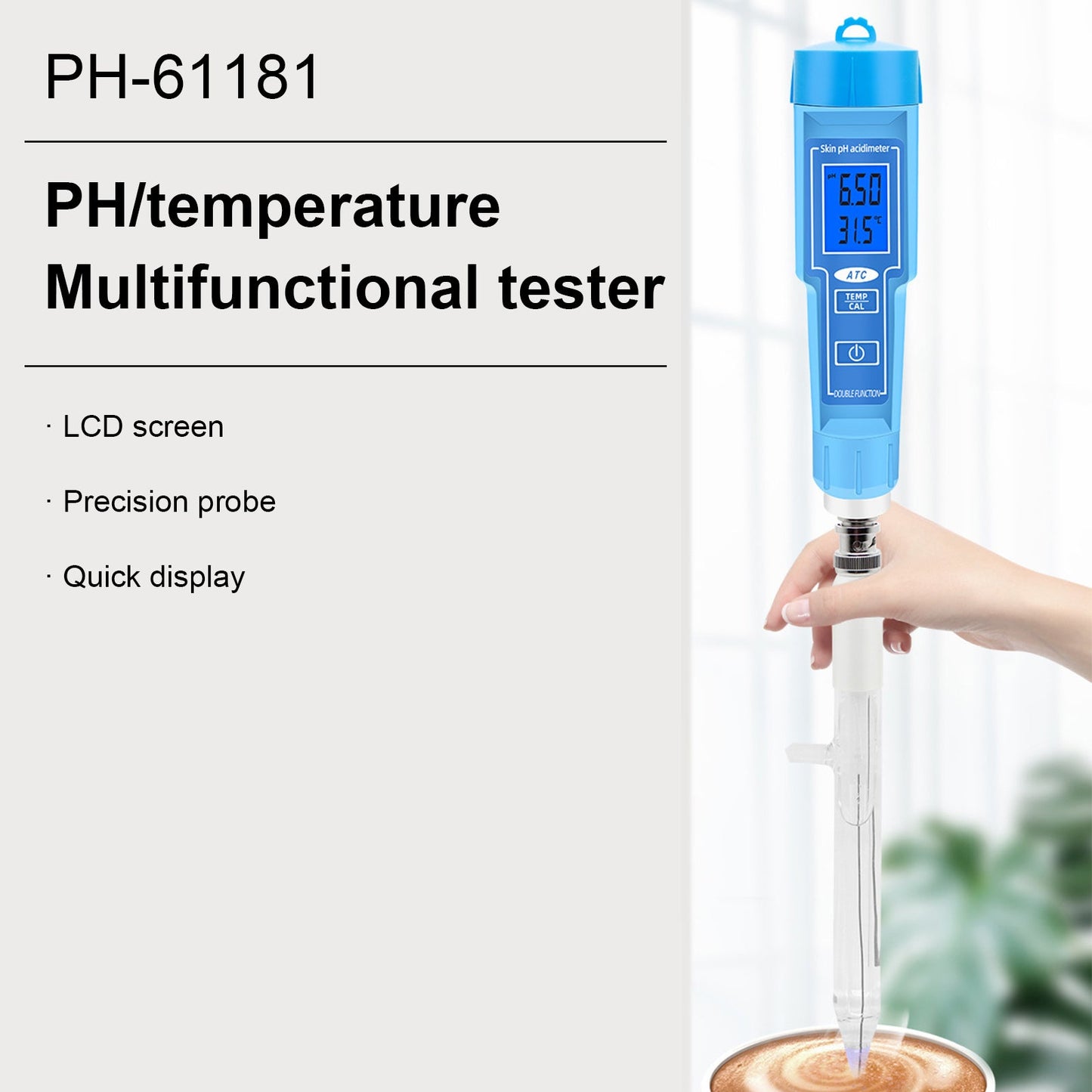 PH-Meter-Thermometer-Stift für Lebensmittel, Obst, Fleisch, Boden, Labor, digitaler S?ure-PH-Tester