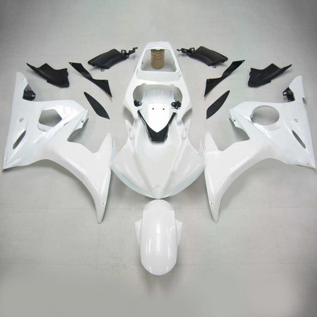 Amotopart Yamaha 2003-2004 YZF 600 R6 & 2006-2009 YZF R6S White Fairing Kit