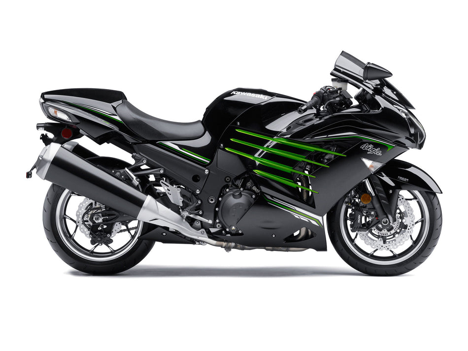 Amotopart Kawasaki 2012-2021 ZX14R Kit de peur vert noir
