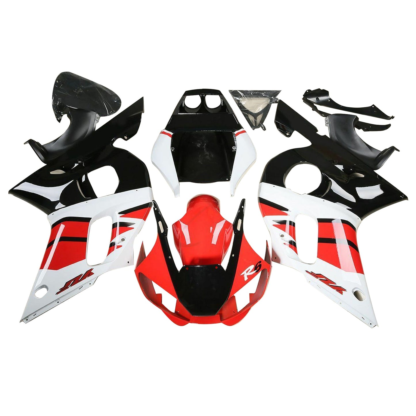 Amotopart 1998-2002 Yamaha YZF R6 Red-White-Black-Verkleidungskit