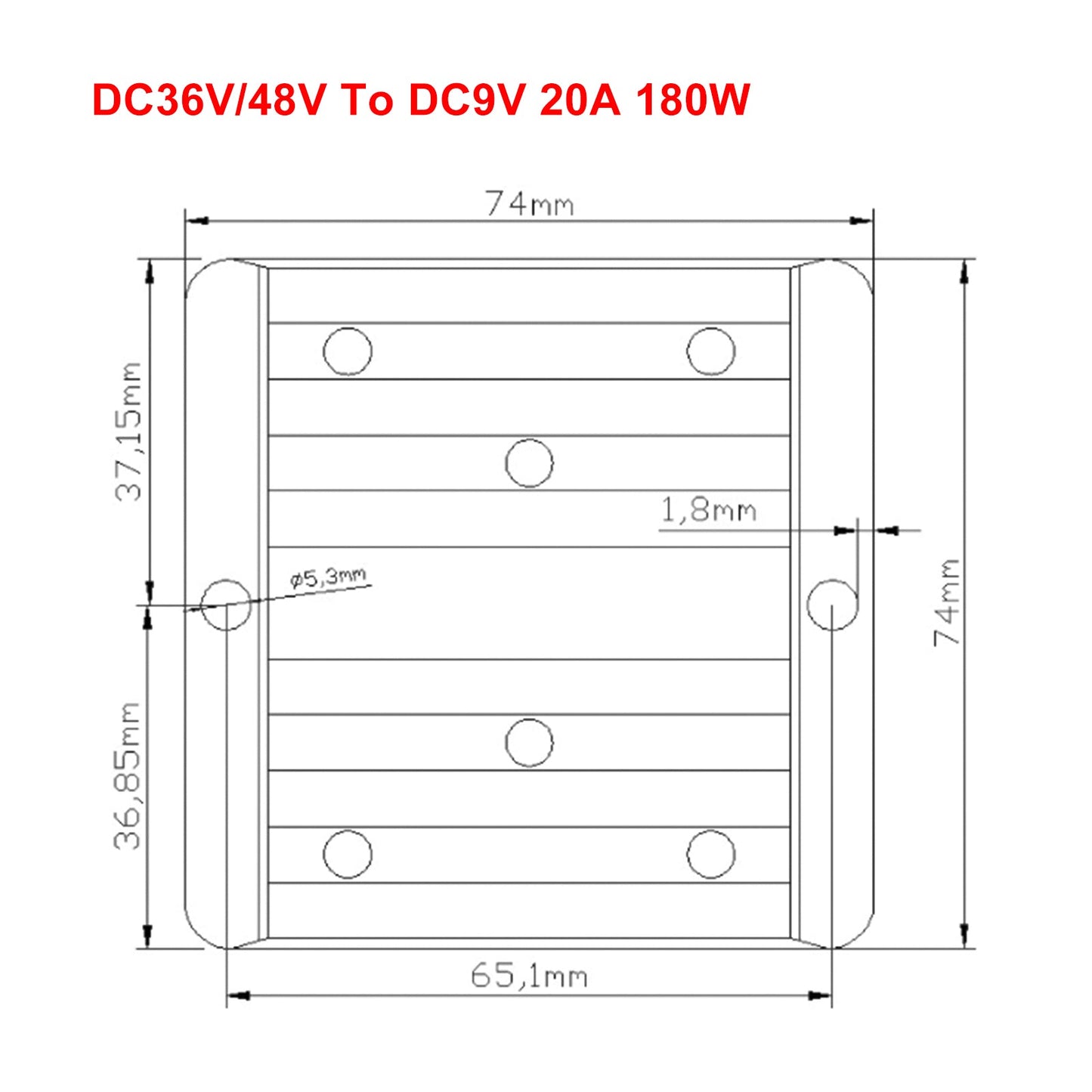 20A wasserdichter DC/DC-Wandler, Netzteilregler, 36 V/48 V, stufenlos auf 9 V