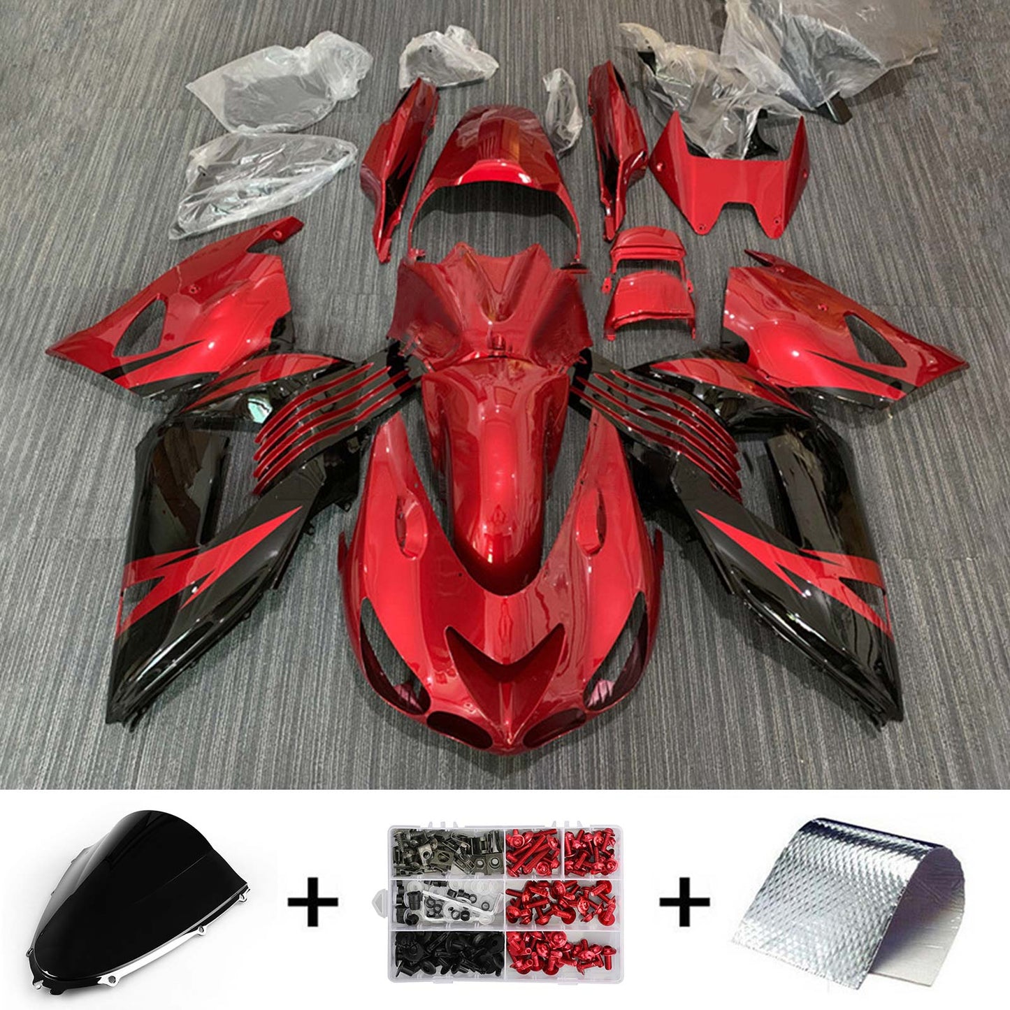 Amotopart Verkleidungsset für Kawasaki ZX14R 2006–2011, Karosserie, Kunststoff, ABS