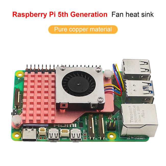 5. Lüfter Kühler Raspberry Pi5 Reines Kupfermaterial Kühlkörpergebläse Lüfter