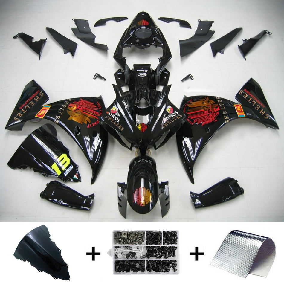 Amotopart Yamaha 2012-2014 YZF 1000 R1 Kit de carénage noir