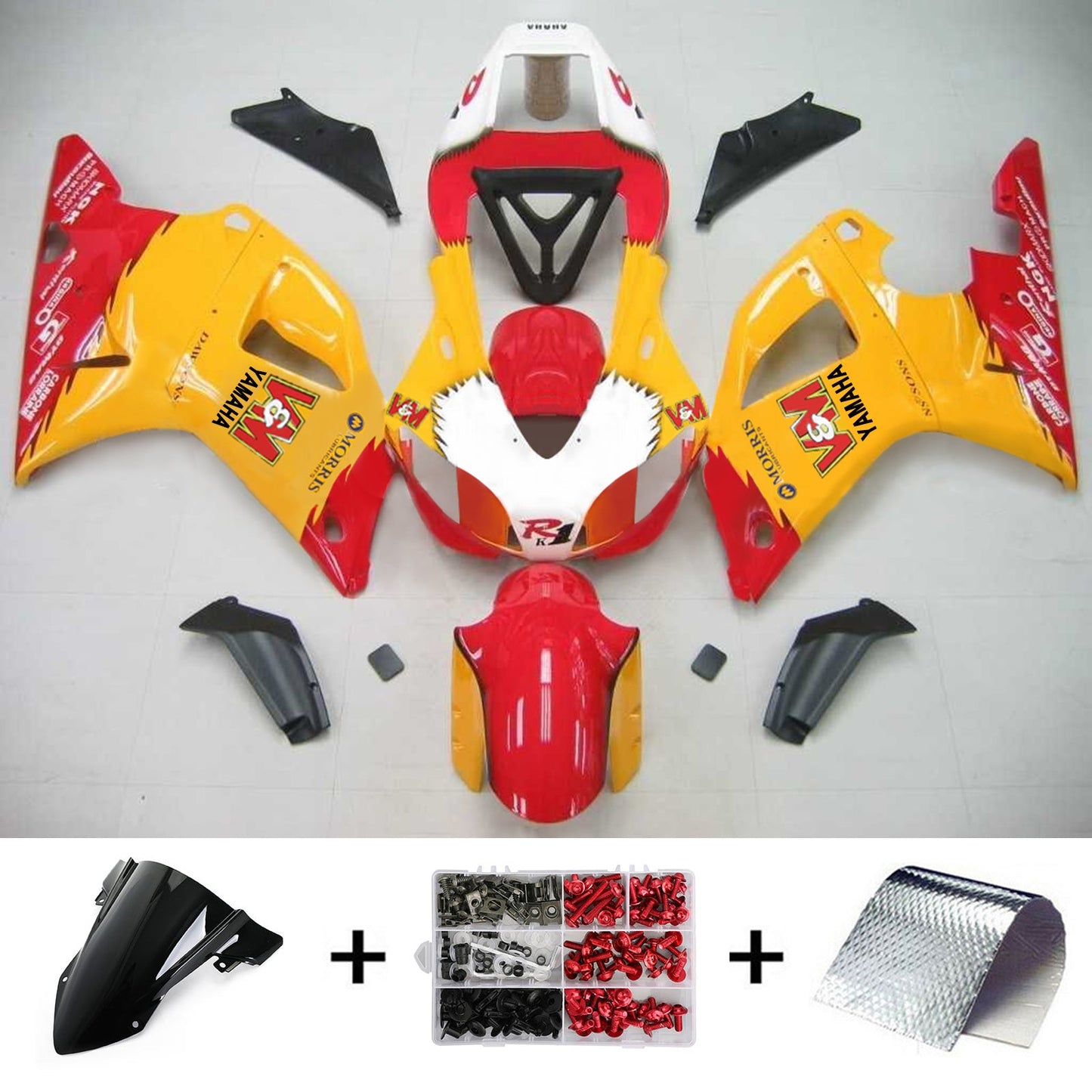 Amotopart Yamaha 1998-1999 YZF 1000 R1 Red Yellowverreichte Kit