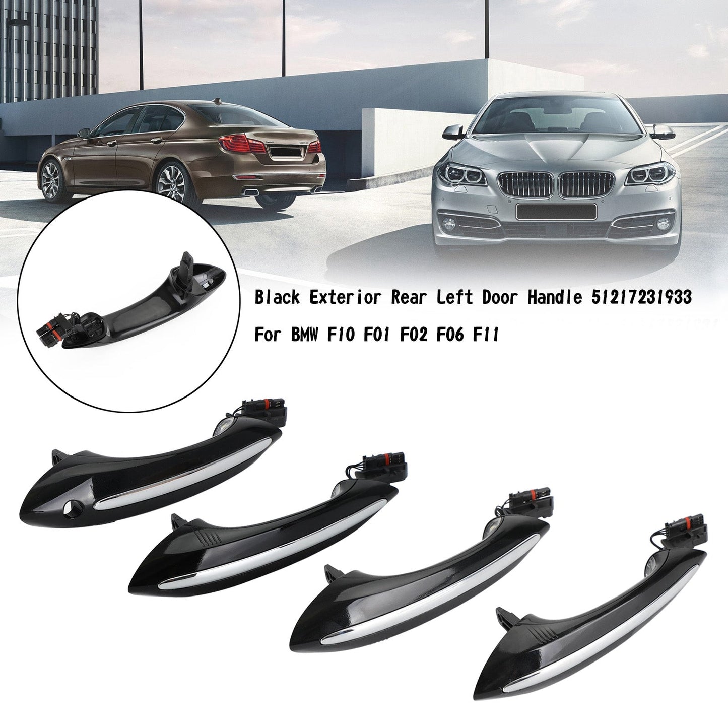 4 Stück BMW F10 F01 F02 F06 F11 Schwarz Außentürgriff 51217231931/32/33/34