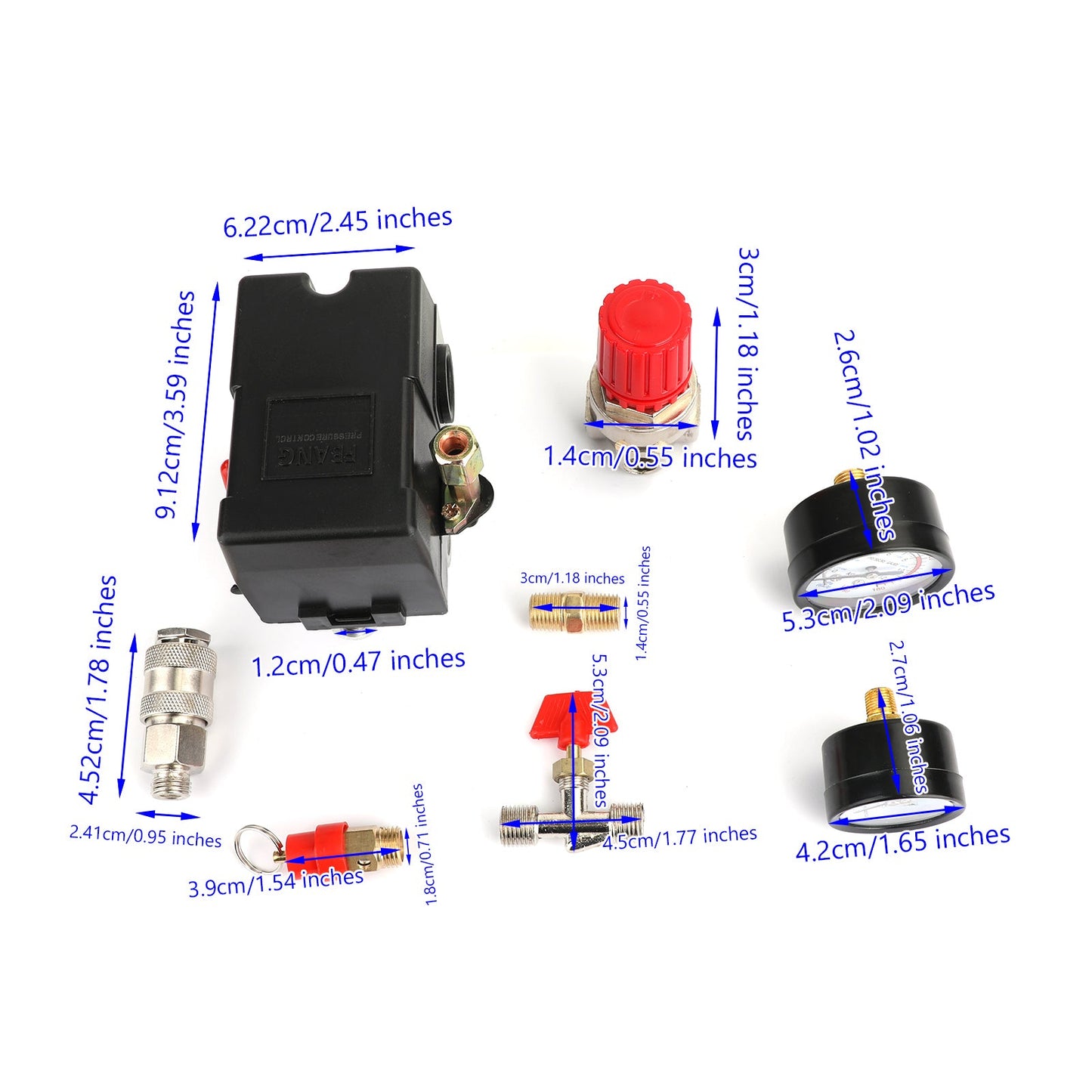 Luftkompressor-Druckregelschalter Verteilerregler mit Messgeräten