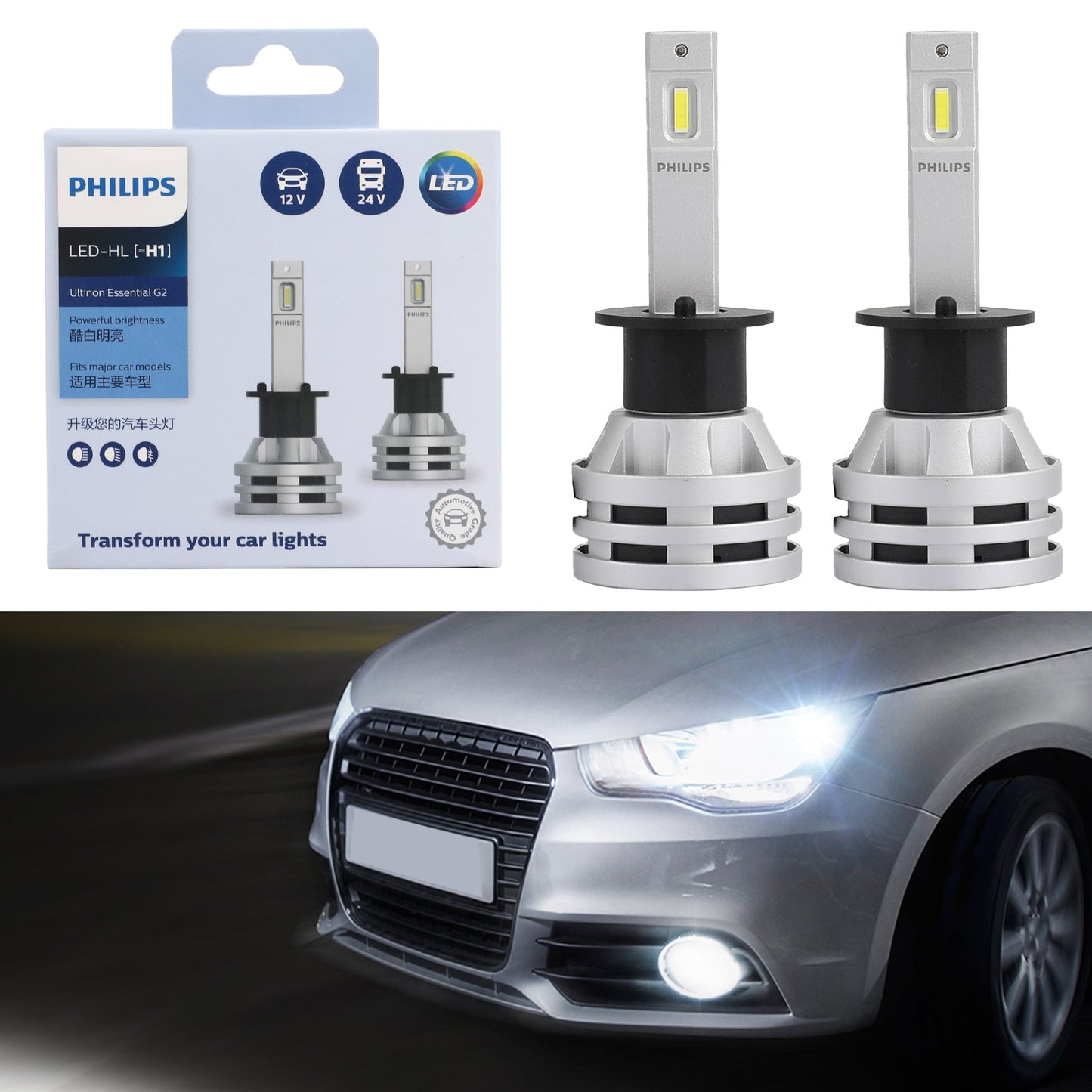 Für Philips H1 Led Ultinon Essential Car White Scheinwerferlampen 6500K 19W 2St