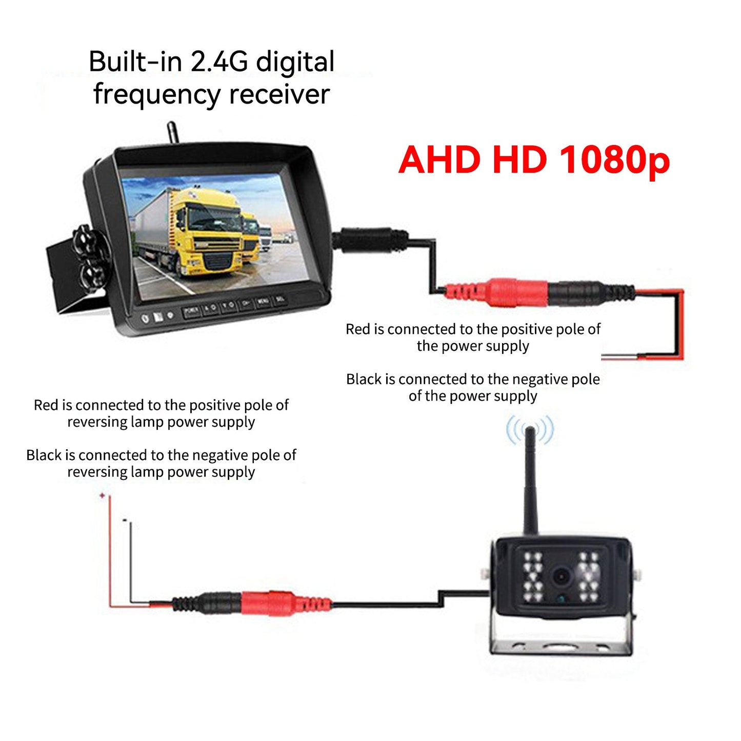 7-Zoll-Wireless-AHD-720P-HD-Digital-Rückfahrkamera-überwachungssystem