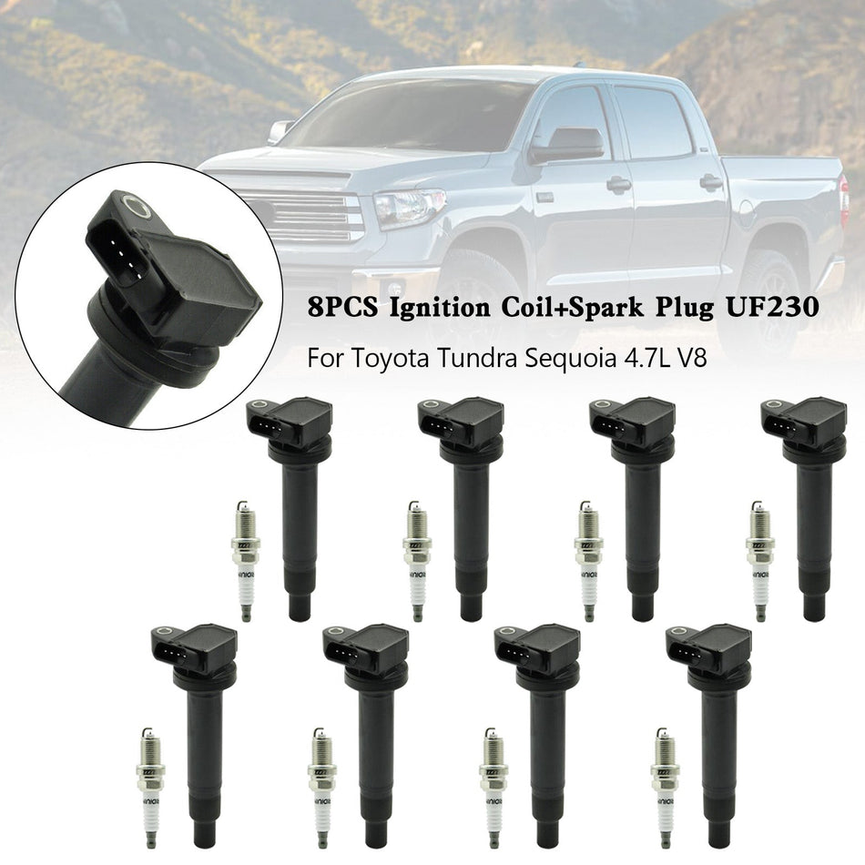 Lexus LX470 1998-2007 Toyota Land Cruiser 4.7L 8PCS Zündspule + Zündkerze UF230 90080-91180 90919-02249
