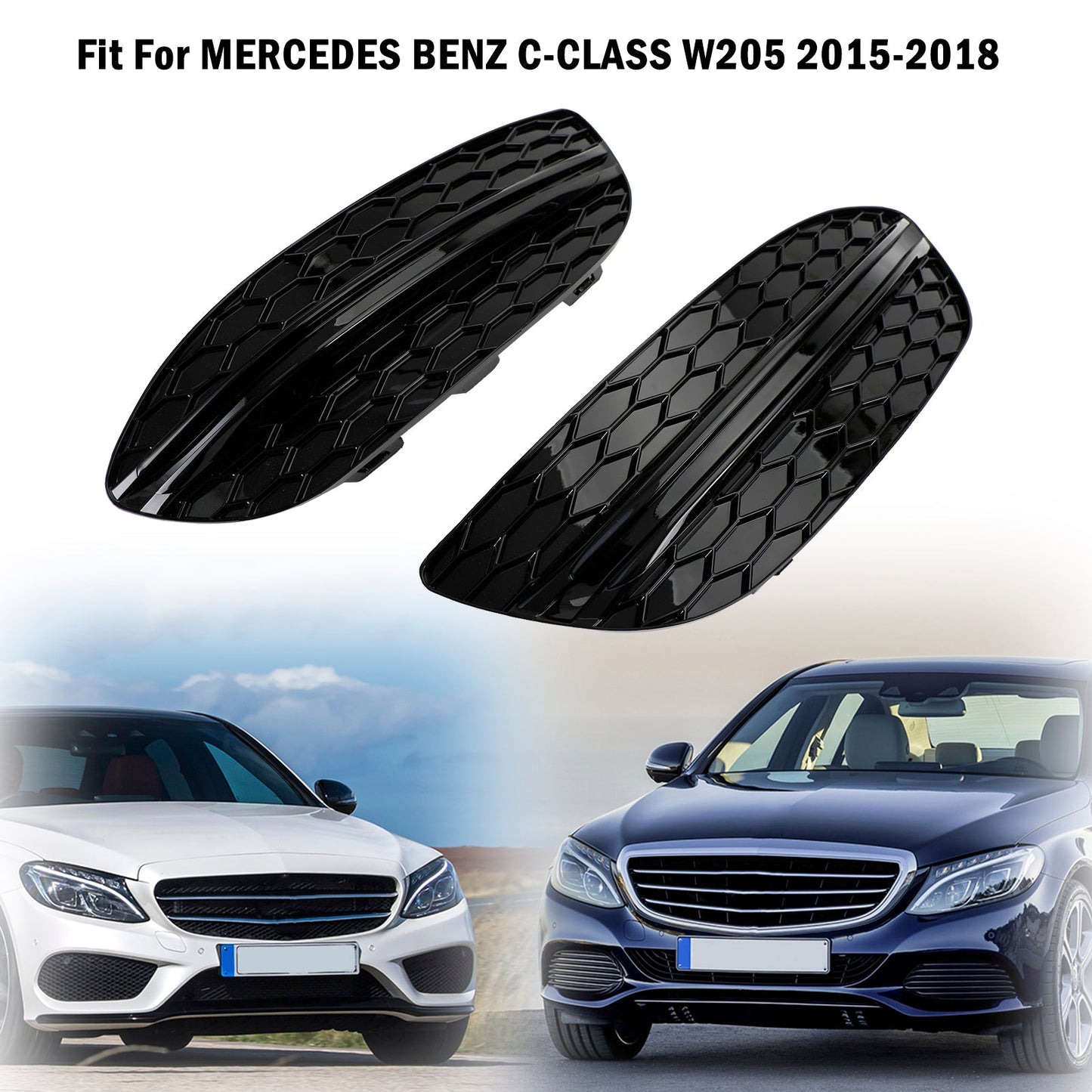 MERCEDES BENZ C-KLASSE W205 2015-2018 Basis Limousine 2PCS Nebelscheinwerferabdeckung