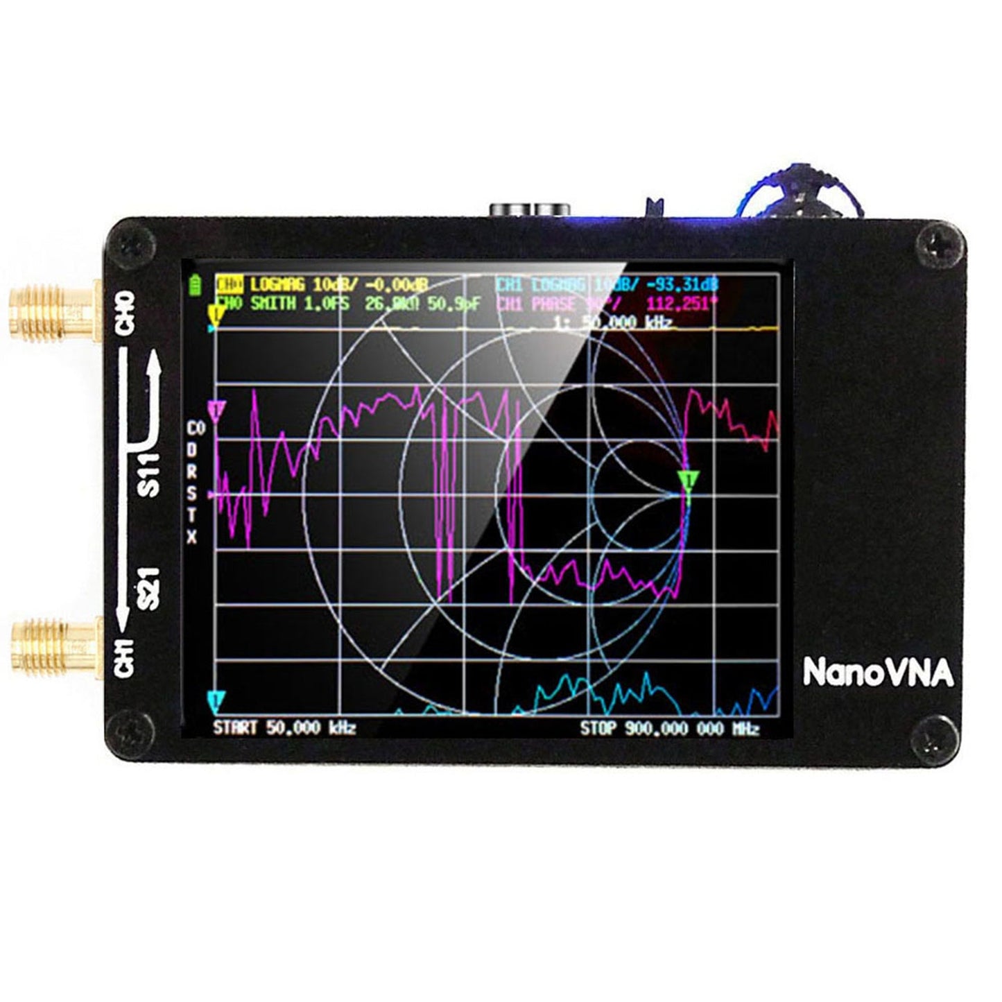 Analyseur d'antenne réseau vectoriel Nanovna H Analyseur MF HF VHF UHF avec emplacement pour carte SD