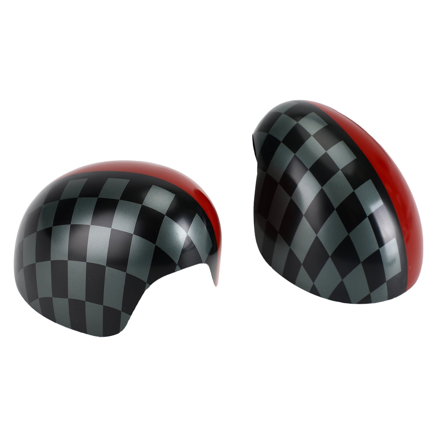 Coques de rétroviseurs rouges à carreaux noirs/gris pour Mini Cooper Hardtop F55 F56