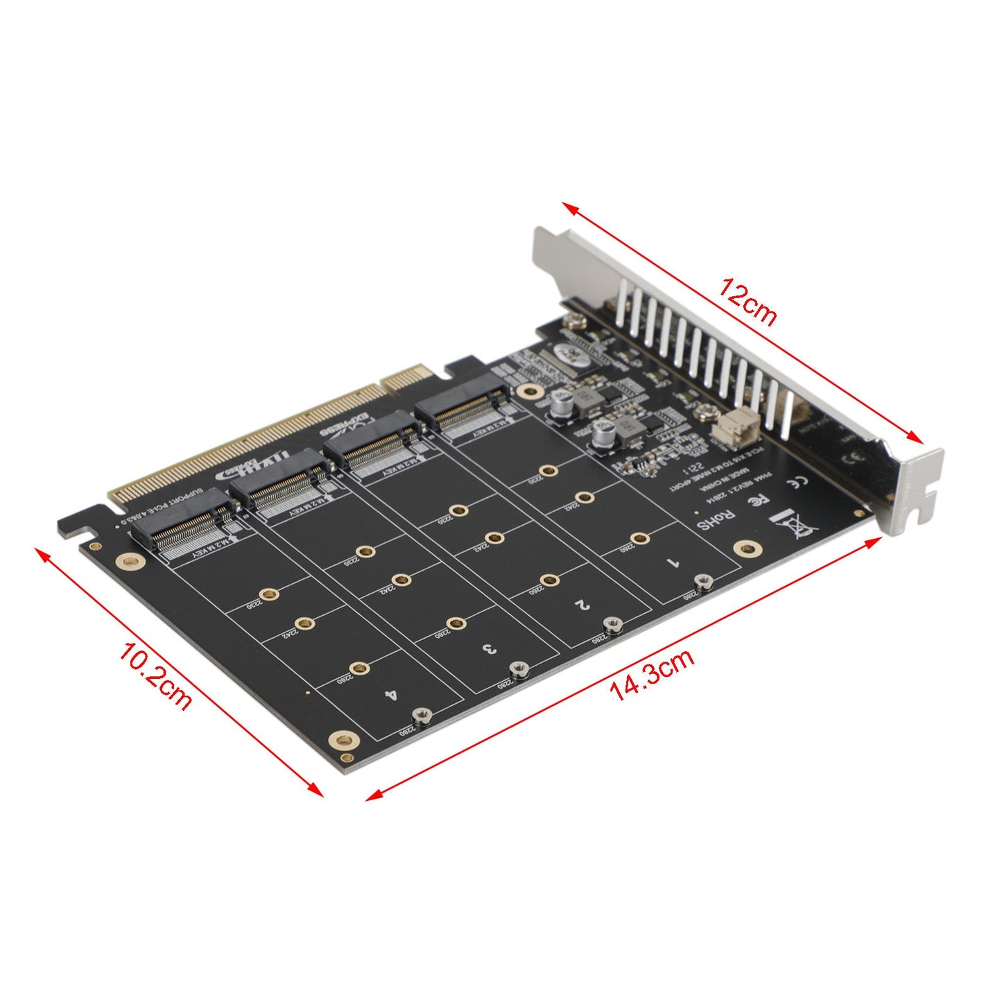 L'adaptateur M.2 NVME SSD vers PCI-E 4.0 x16 célèbre la prise en charge des cartes PH44 2280 2242