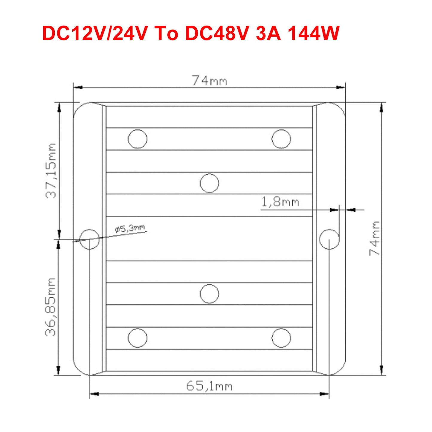 DC-DC 12V/24V-48V 3A 144W Step Up Auto Netzteil Konverter Regler Wasserdicht