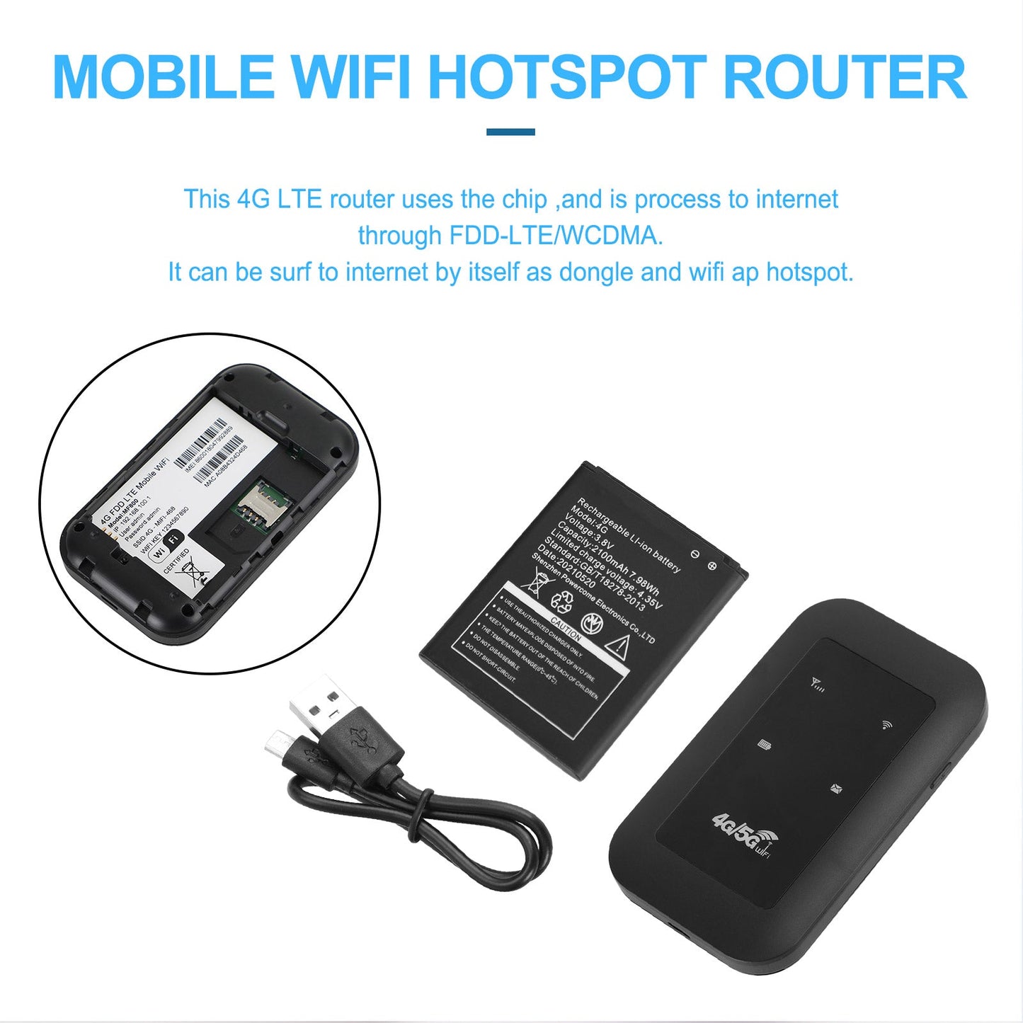 H806 4G LTE UMTS WCDMA Hotspot Routeur sans fil WiFi Modem haut débit mobile