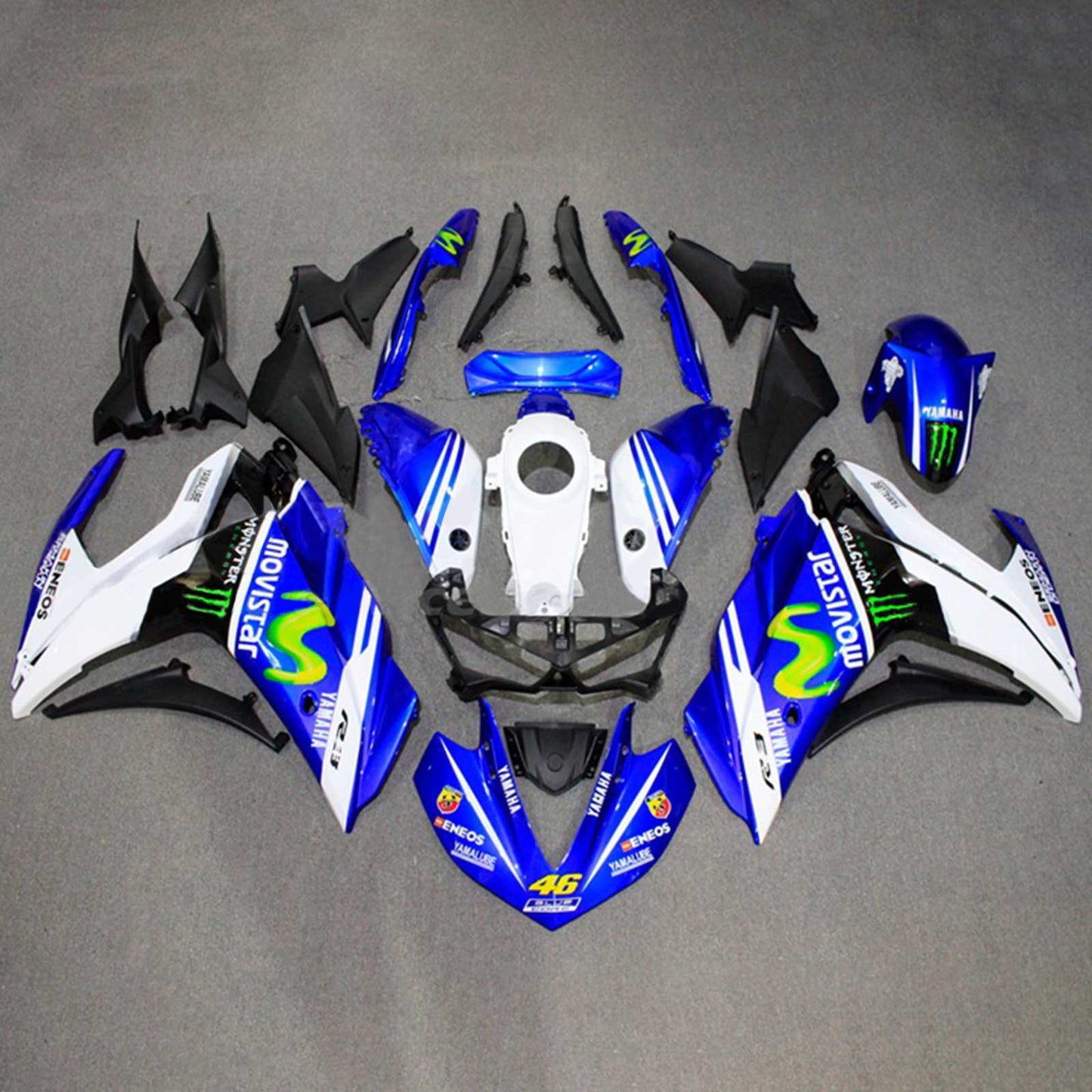 Amotopart-Verkaufskit Yamaha 2014-2018 YZF R3 & 2015-2017 YZF R25 Blue White Fearing Kit