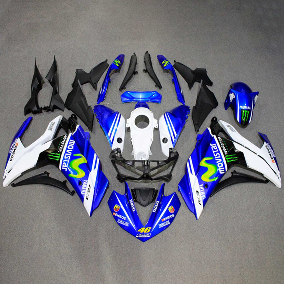 Kit de vente Amotopart Yamaha 2014-2018 YZF R3 &amp; 2015-2017 YZF R25 Blue White Fearing Kit