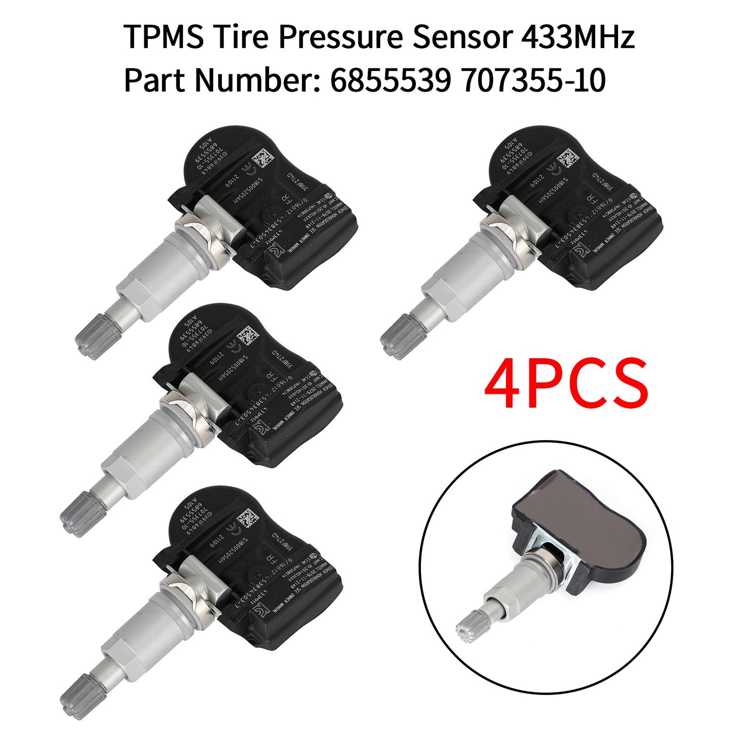 4x TPMS-Reifendrucksensor 6855539 für BMW 2014-2018 M3 M4 F30/F32 F80/F82 Generikum