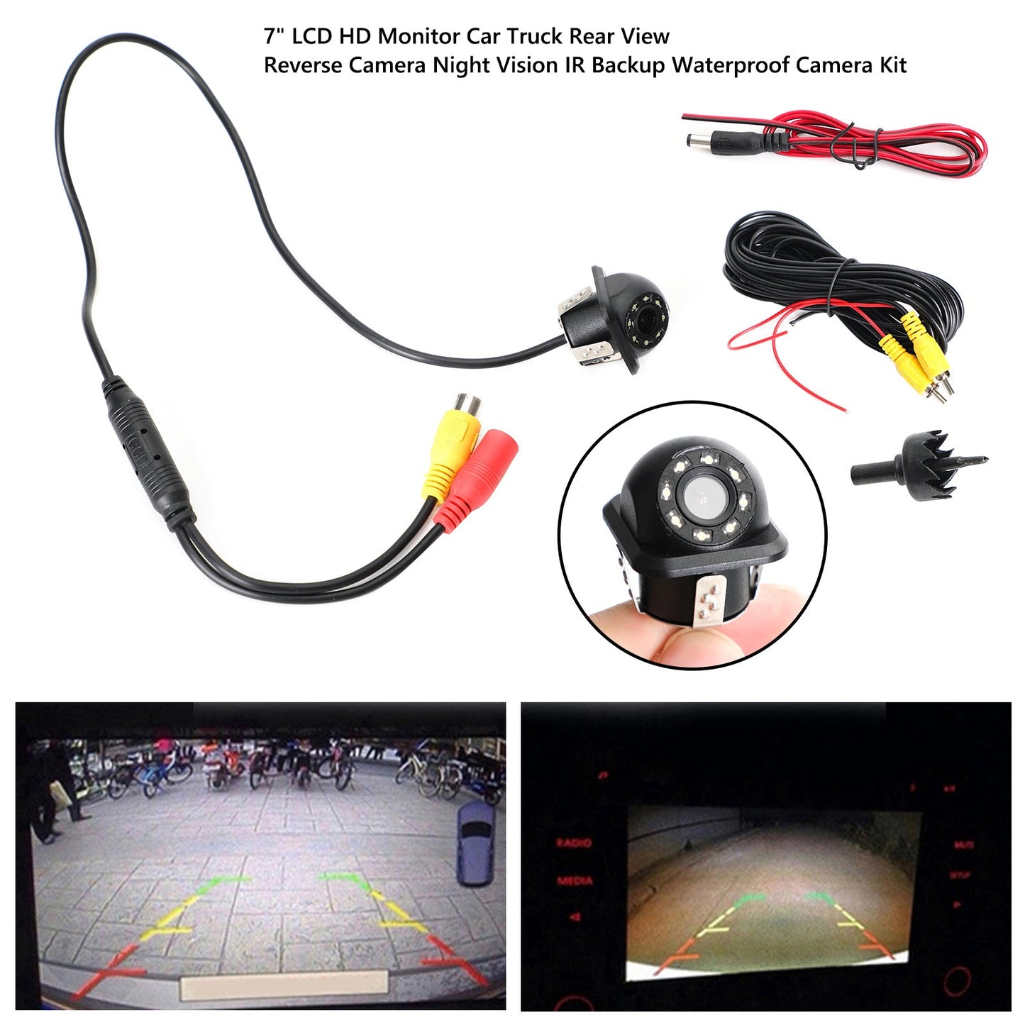 170 ° HD CMOS voiture caméra de recul caméra de recul vision nocturne 8 LED étanche