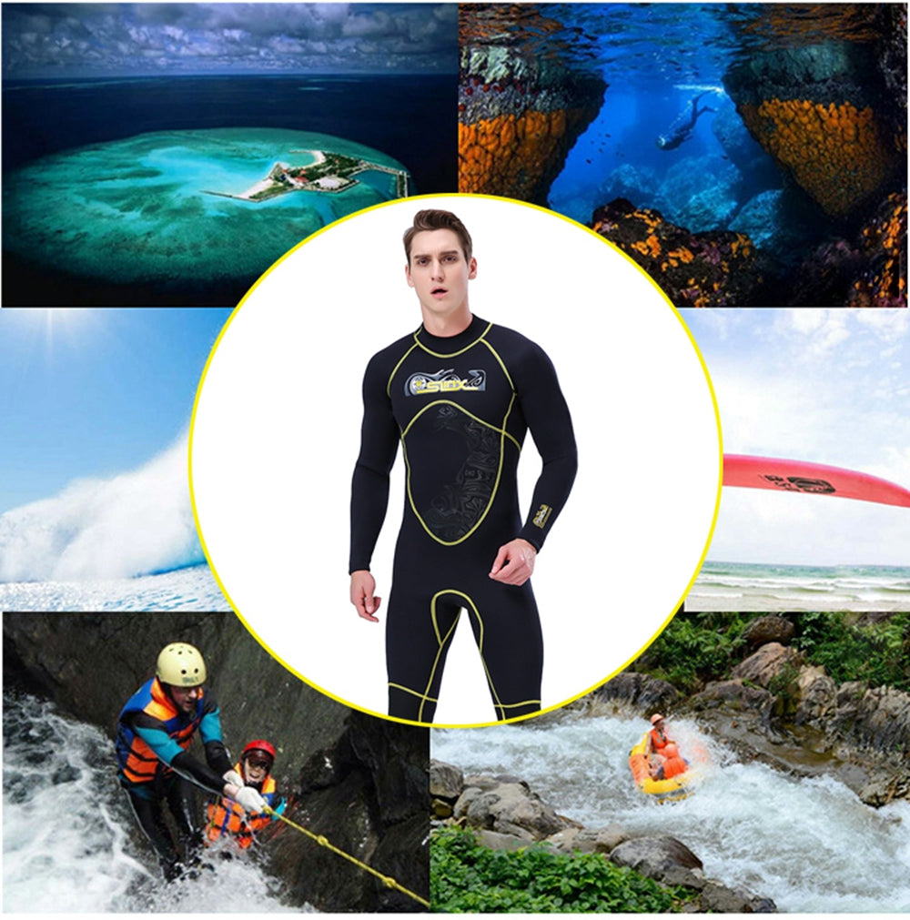 3MM Homme Combinaison de Surf Combinaison de Plongée Corps Complet Snorkeling Triathlon