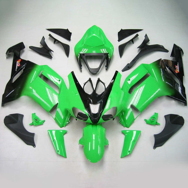 Amotopart Kawasaki 2007-2008 ZX6R 636 Kit de peur vert noir