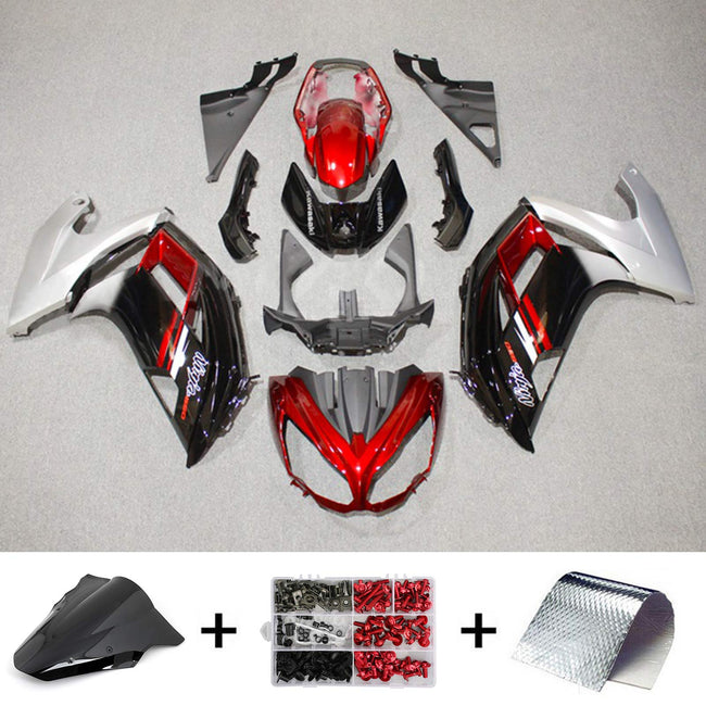 Amotopart 2012-2016 Kawasaki Ninja 650 Red Black Sliver Fearing Kit