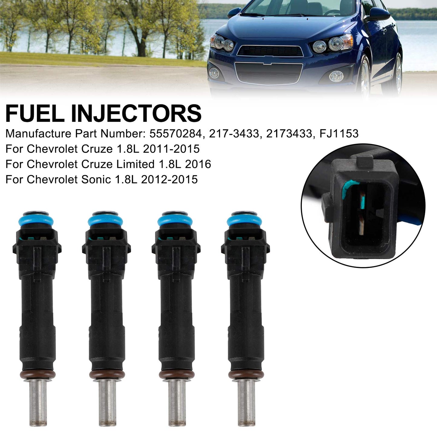 4PCS Chevrolet Cruze Sonic 1.8L 2011-2015 217-3433 Injecteurs de Carburant 55570284