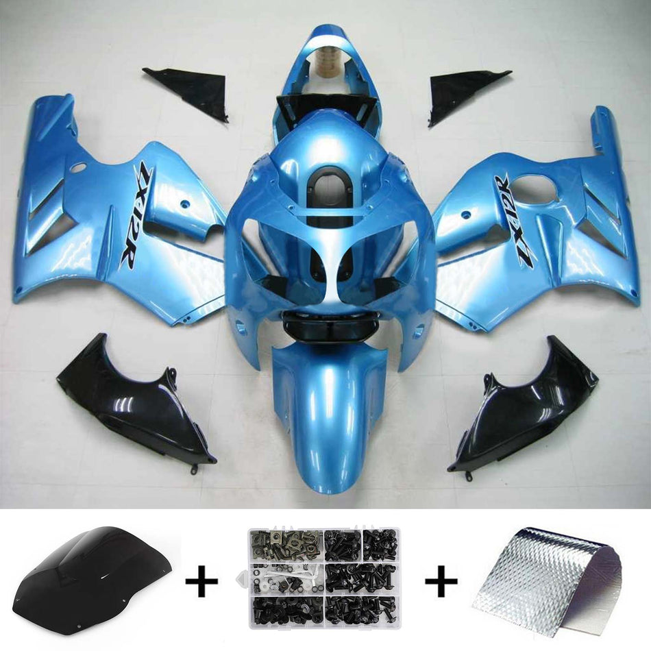 Amotopart Kawasaki 2000-2001 ZX12R Kit de carénage bleu