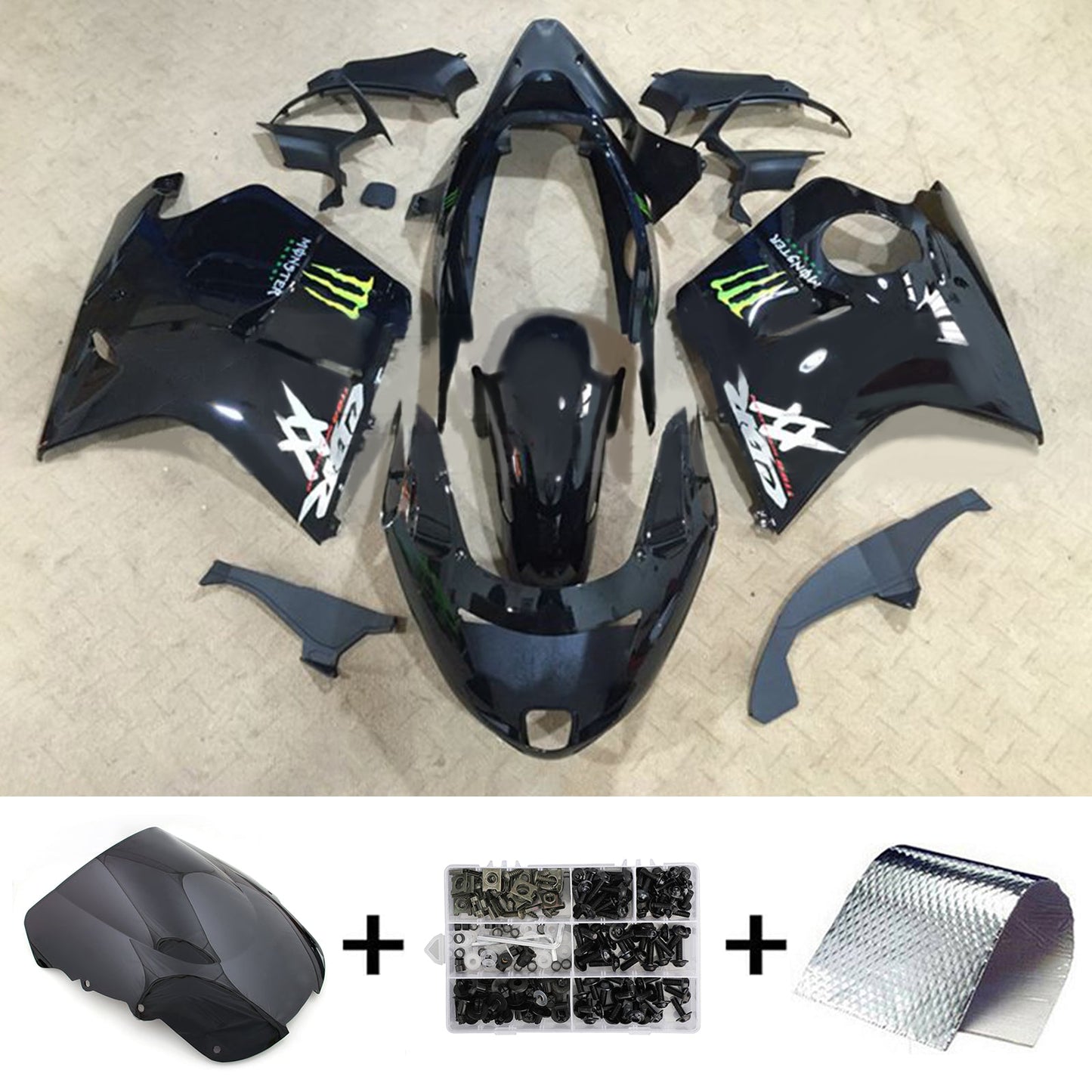 Amotopart Honda CBR1100XX SuperBlackBird 1996–2007 Verkleidungsset, Karosserie, ABS