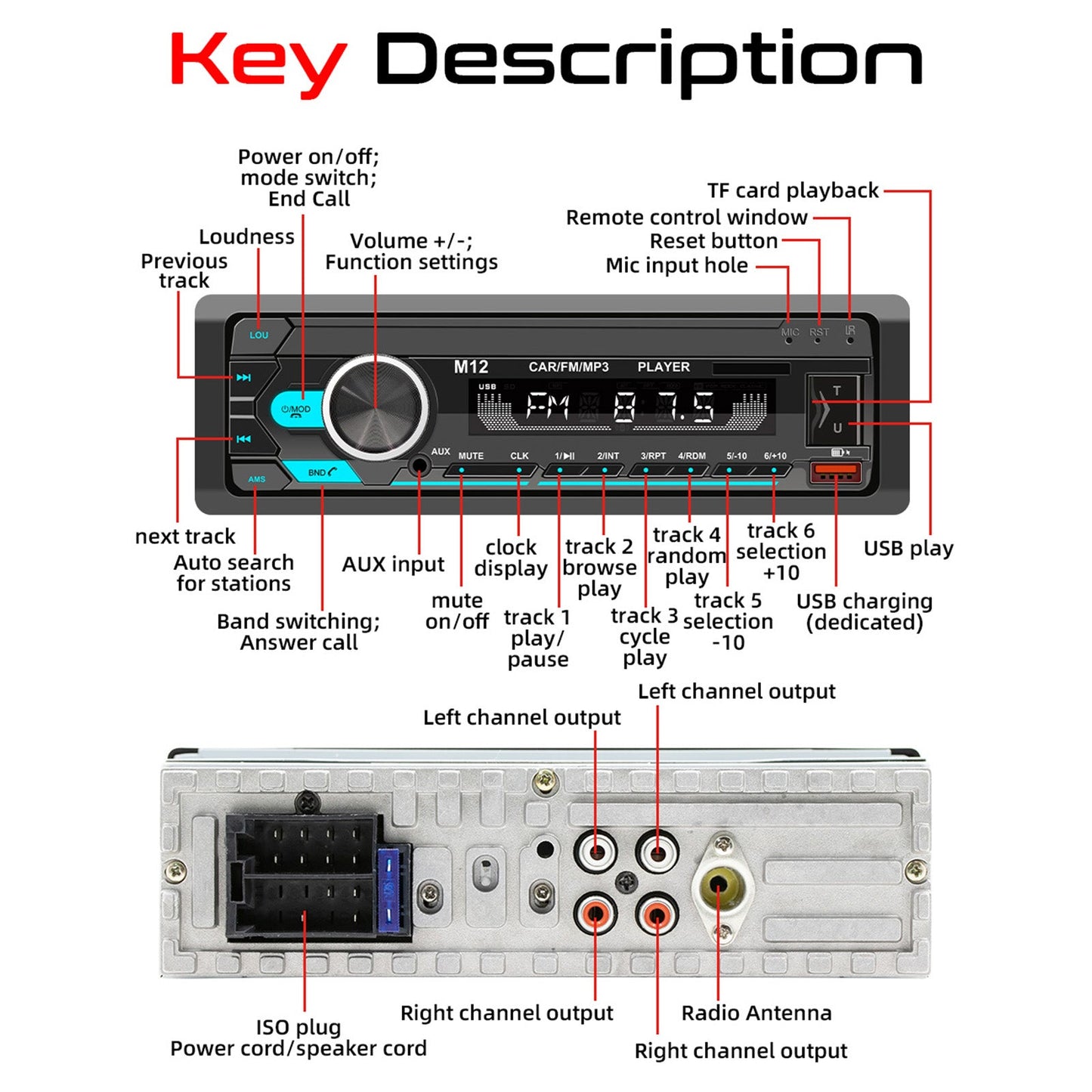 AI Smart Bluetooth Stereo Radio FM Auto MP3 Player Positionierung, um ein Auto zu finden