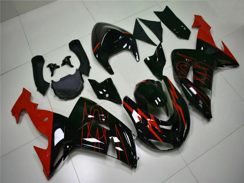 Amotopart Red Black Injection Apparing Kit Kunststoff für Kawasaki ZX10R 2006 2007 Generika