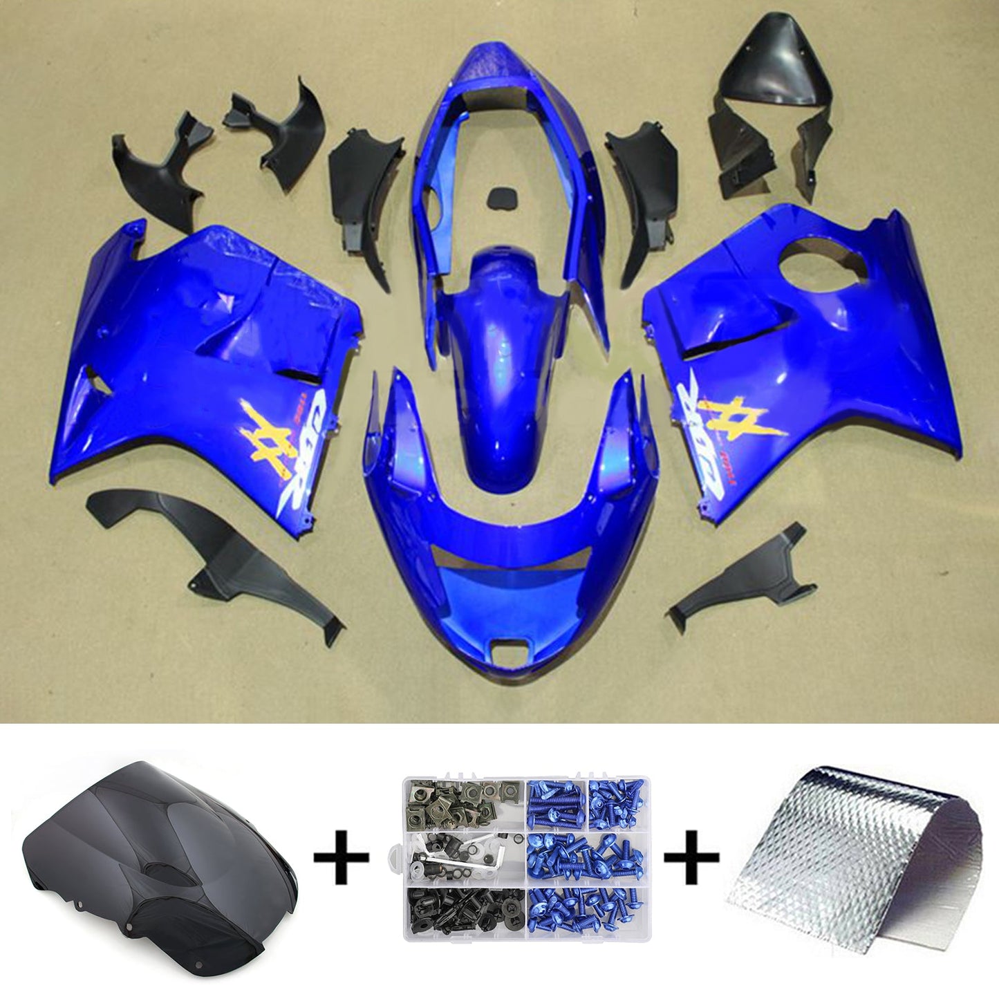 Amotopart Honda CBR1100XX SuperBlackBird 1996–2007 Verkleidungsset, Karosserie, ABS