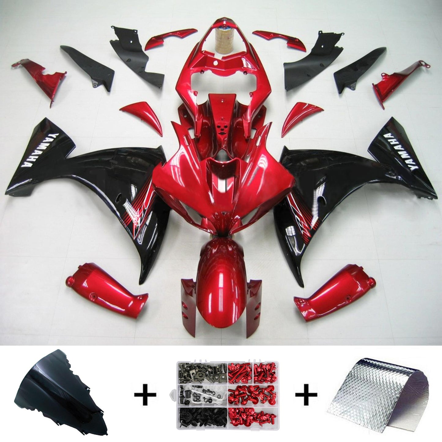 Amotopart Yamaha 2009-2011 YZF 1000 R1 Rote Schwarzverkleidung Kit