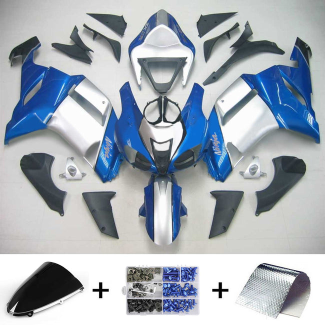 Amotopart Kawasaki 2007-2008 ZX6R 636 Blue Sliver Fearing Kit