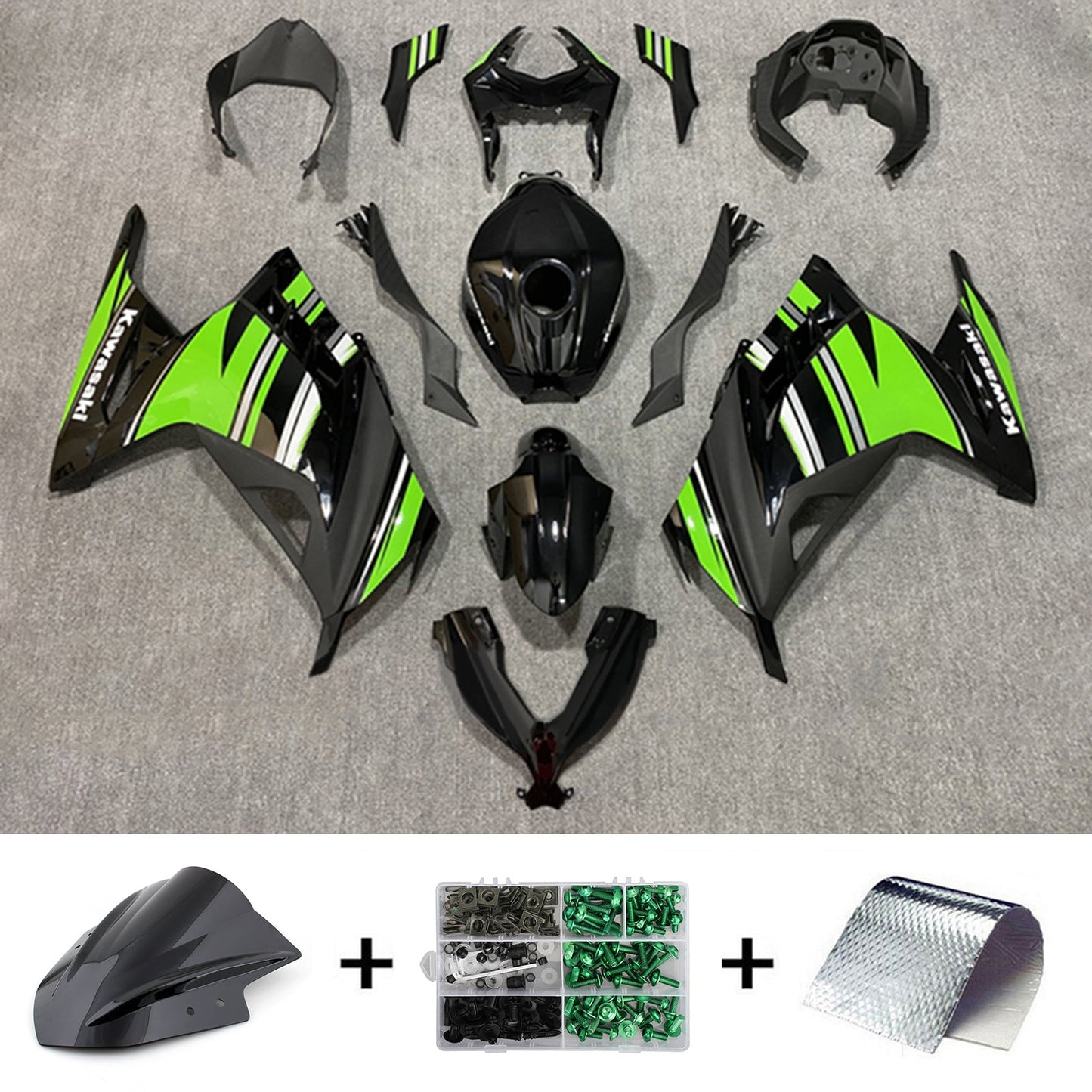 Amotopart Verkleidungsset für Kawasaki EX300/Ninja300 2013–2017, Karosserie, Kunststoff, ABS