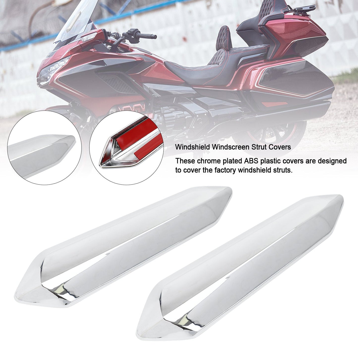 Paar Chrom Windschutzscheibe Windschutzscheiben-Strebe Cover für Honda Goldwing GL1800 2018-2021