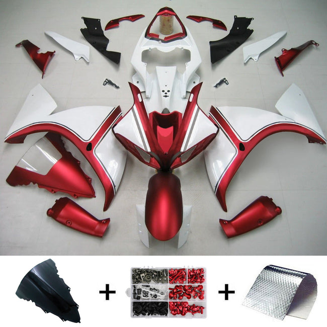 Amotopart Yamaha 2012-2014 YZF 1000 R1 White Red Fearing Kit