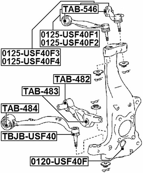 2 x vorderes unteres Achsschenkel-Spindel-Kugelgelenk für 07–16 Lexus LS460 43201–59045