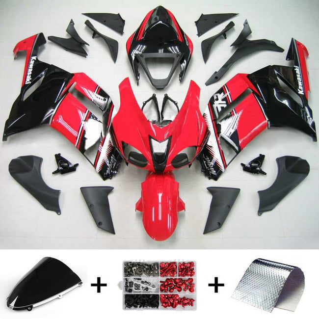 Amotopart Kawasaki 2007-2008 ZX6R 636 Kit de peur rouge noir