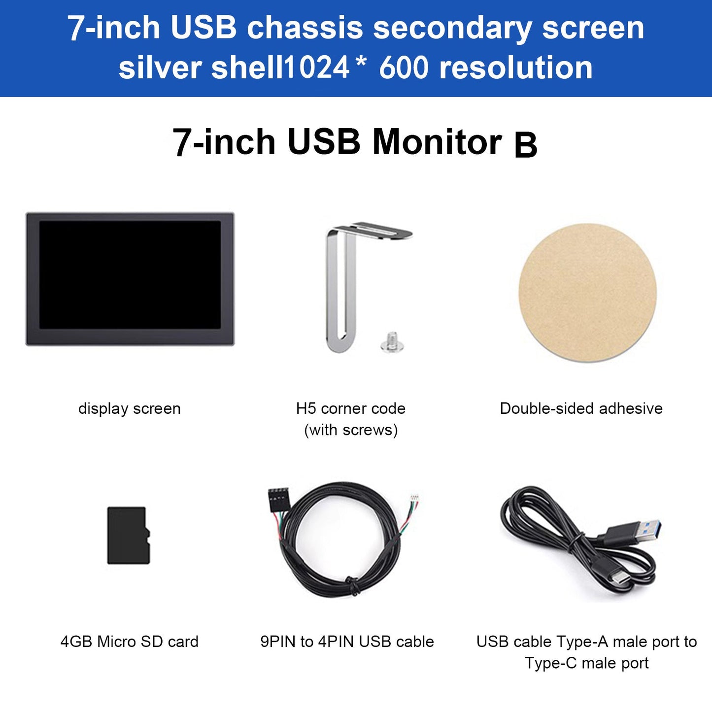 5/7-Zoll-USB-Computergehäuse, Sekundärbildschirm, IPS-Tischmontage-Atmosphärenbildschirm