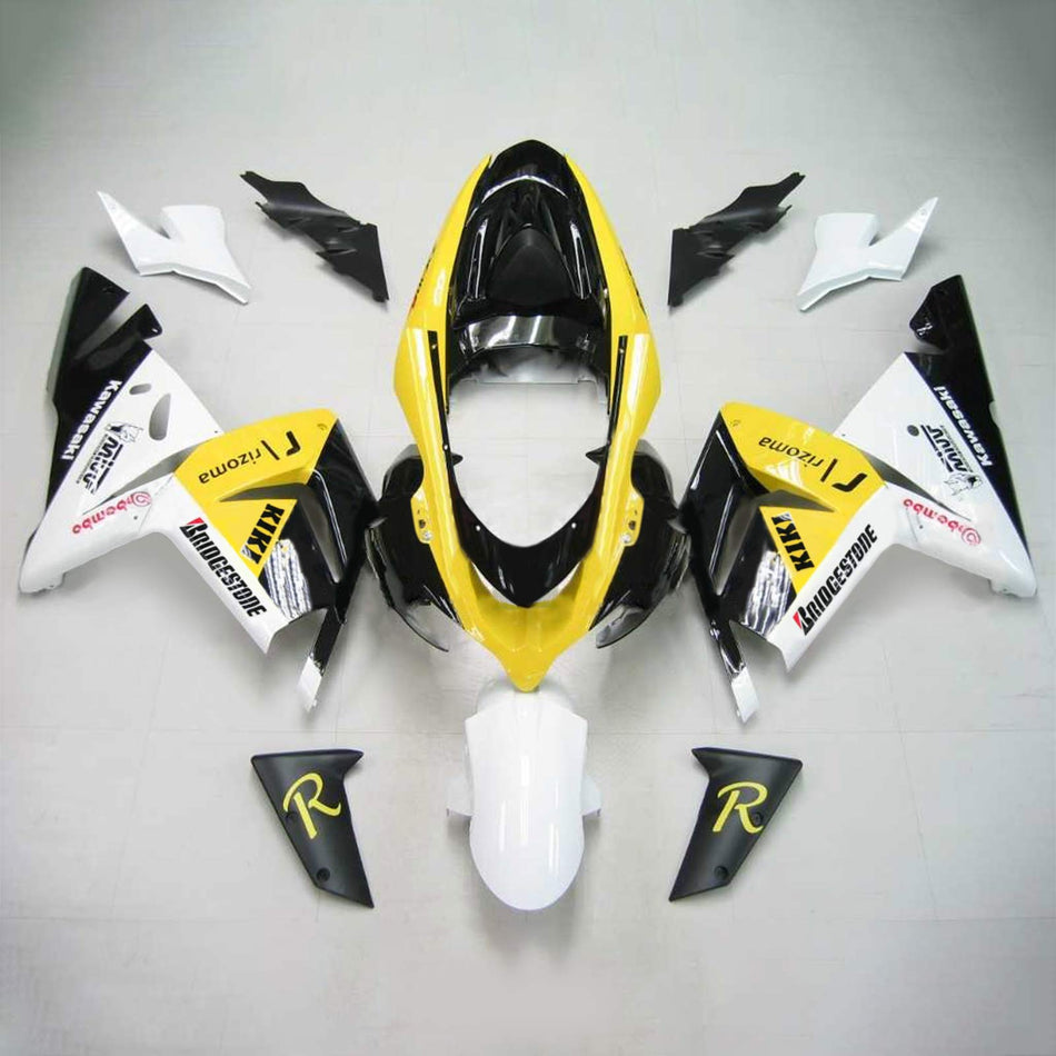Amotopart Kawasaki 2004-2005 ZX10R Noir Blanc kit de sous-sol jaune