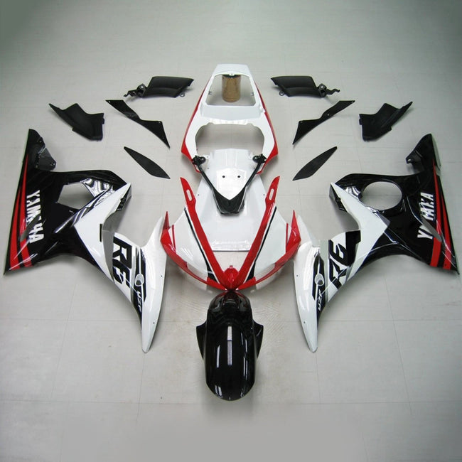 Amotopart 2003-2004 Yamaha YZF 600 R6 & 2006-2009 YZF R6S White Black Red Fearing Kit