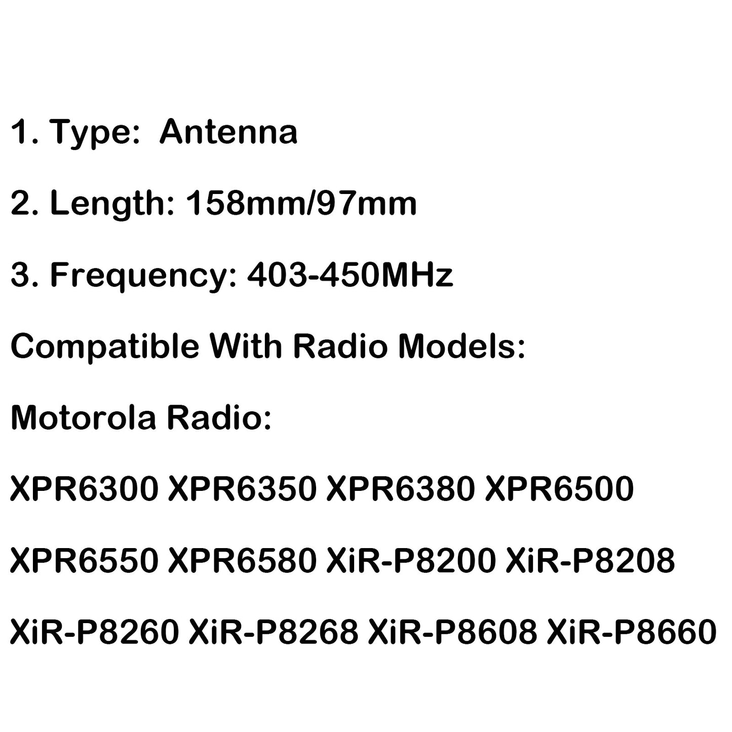 Pack de 5 Antennes UHF 403-450MHz pour Radio Motorola XIR-P8268 XIR-P8668 97mm