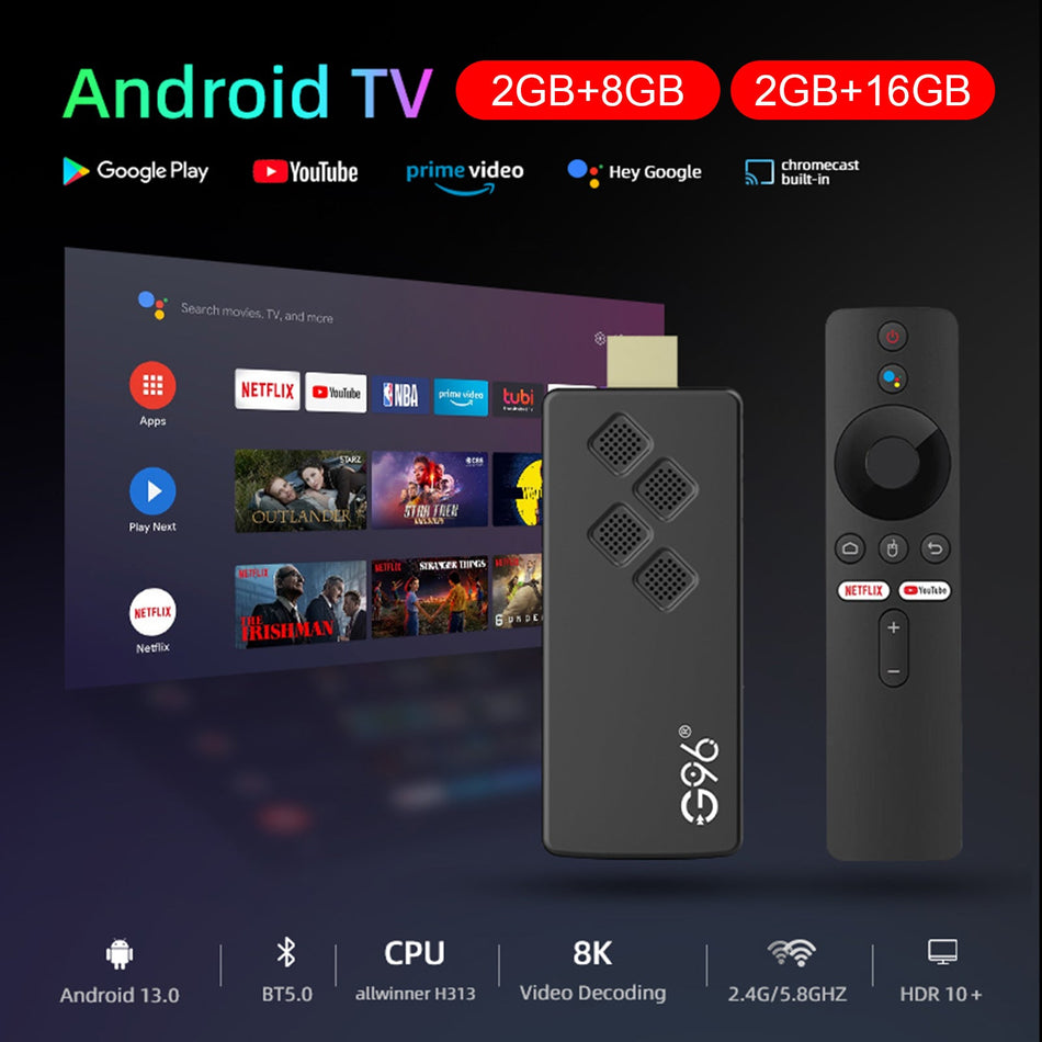 G96TV Stick Android13.0 Ram 2GB ROM 8GB Dual-Band Dongle Set-Top Box 4K Player Bluetooth Voice TV BOX