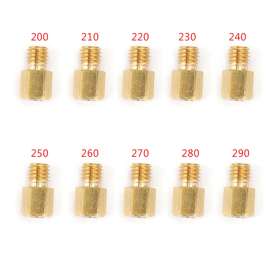 10x Hex Hauptdüse Düsenset für Mikuni VM/TM/TMX Vergaser Düse 200-290 280 4/042