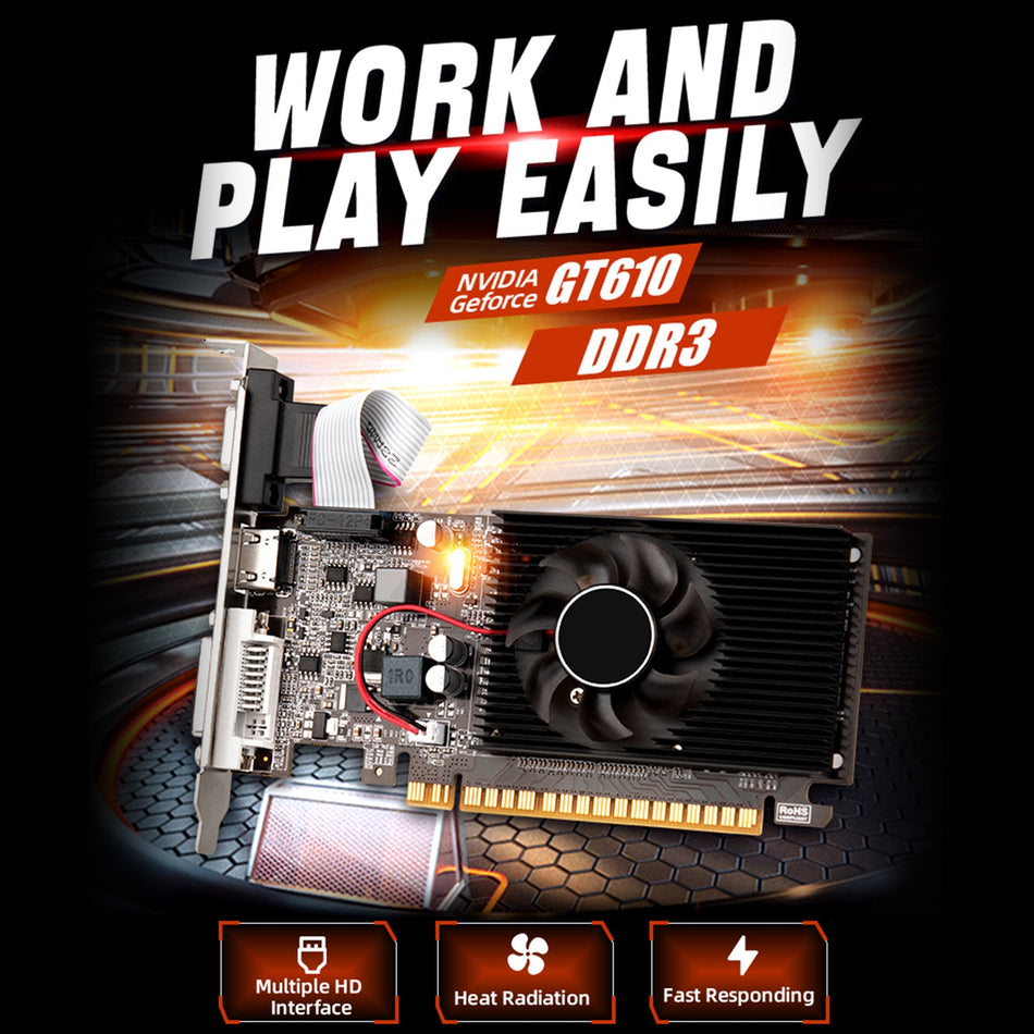GT610 1 GB unabhängige Grafikkarte, kleines Gehäuse, DDR3-Speicher, VGA-Computer