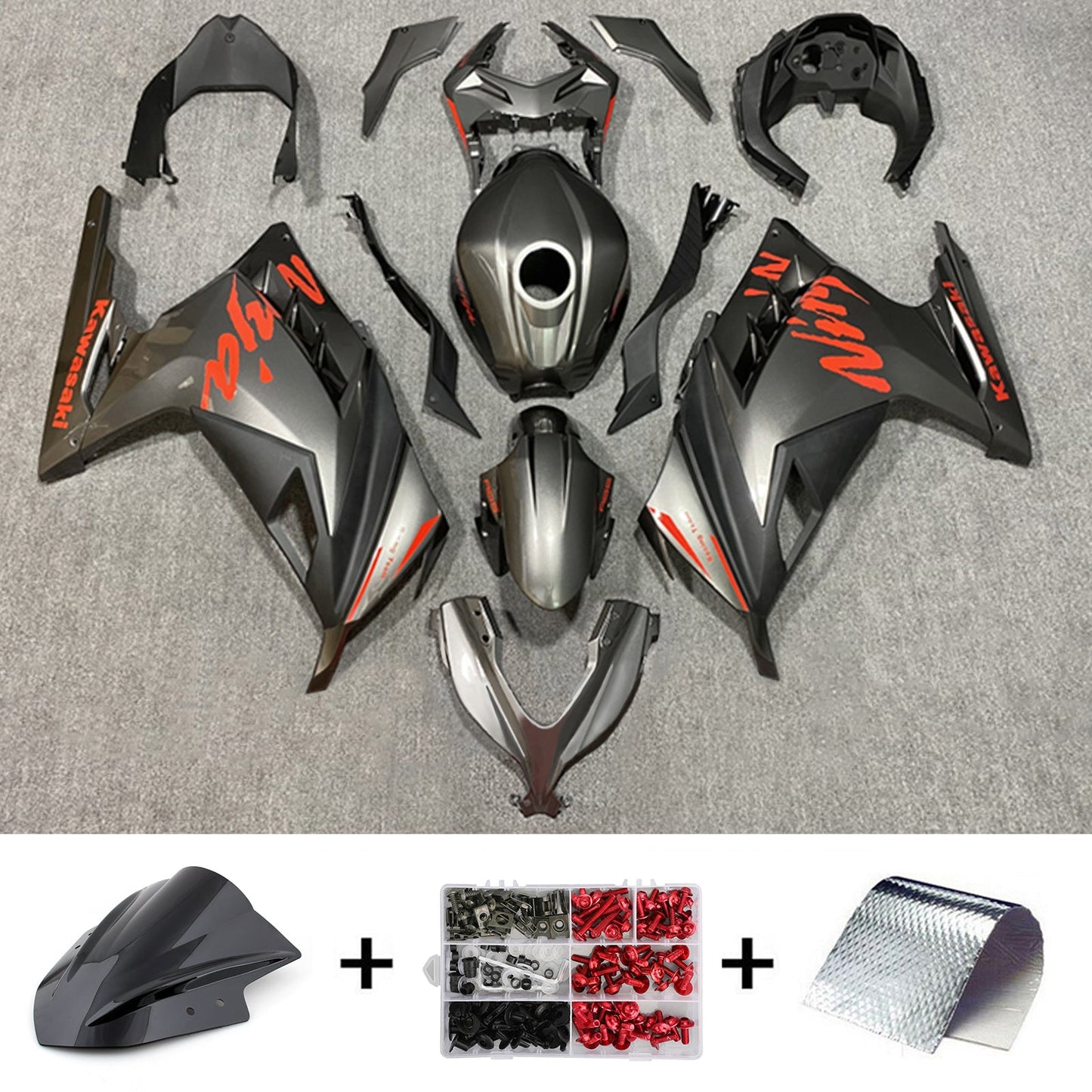 Amotopart Verkleidungsset für Kawasaki EX300/Ninja300 2013–2017, Karosserie, Kunststoff, ABS