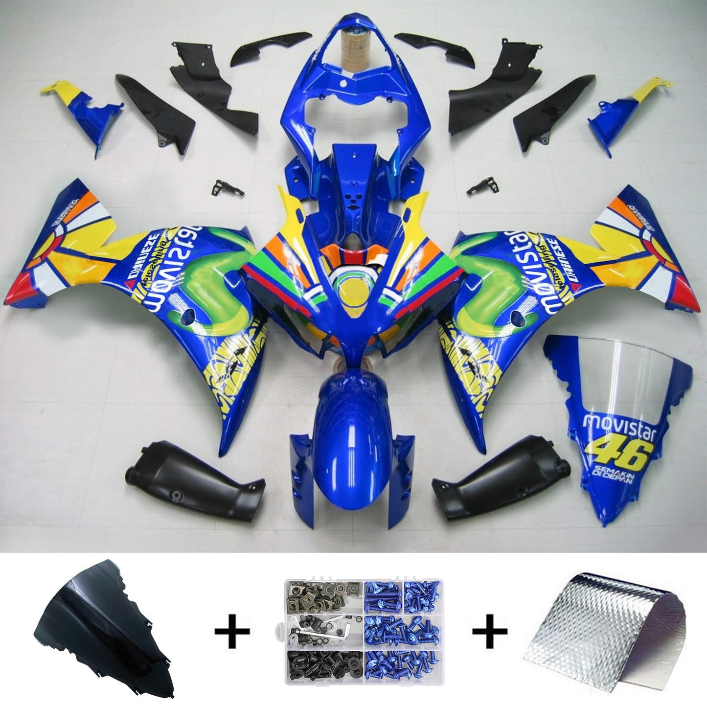 Amotopart Yamaha 2012-2014 YZF 1000 R1 Blaues farbenfrohes Verkleidungskit