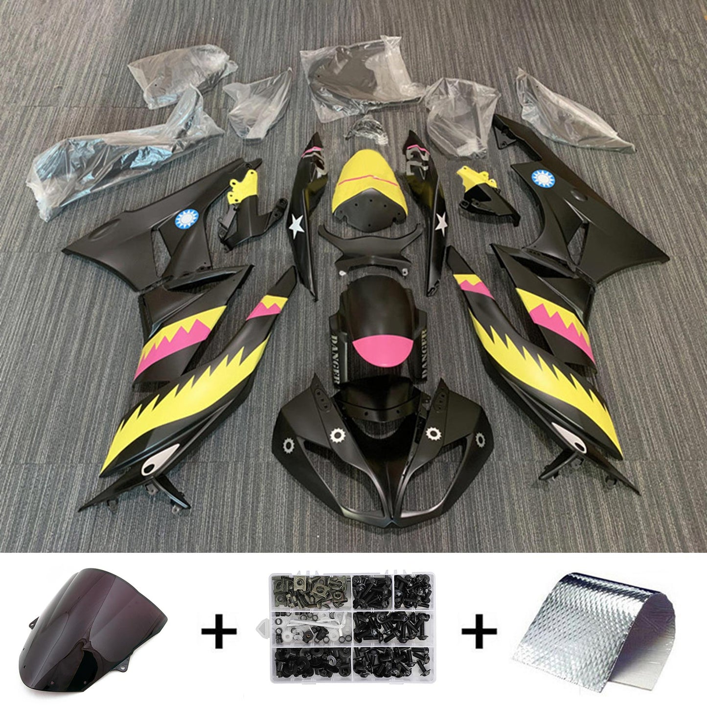 Amotopart Verkleidungsset für Kawasaki ZX6R 636 2009–2012, Karosserie, Kunststoff, ABS